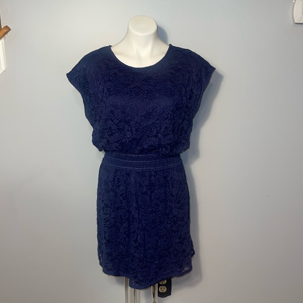 Fifth & Park Ladies Navy Blue Lace Dress size large.